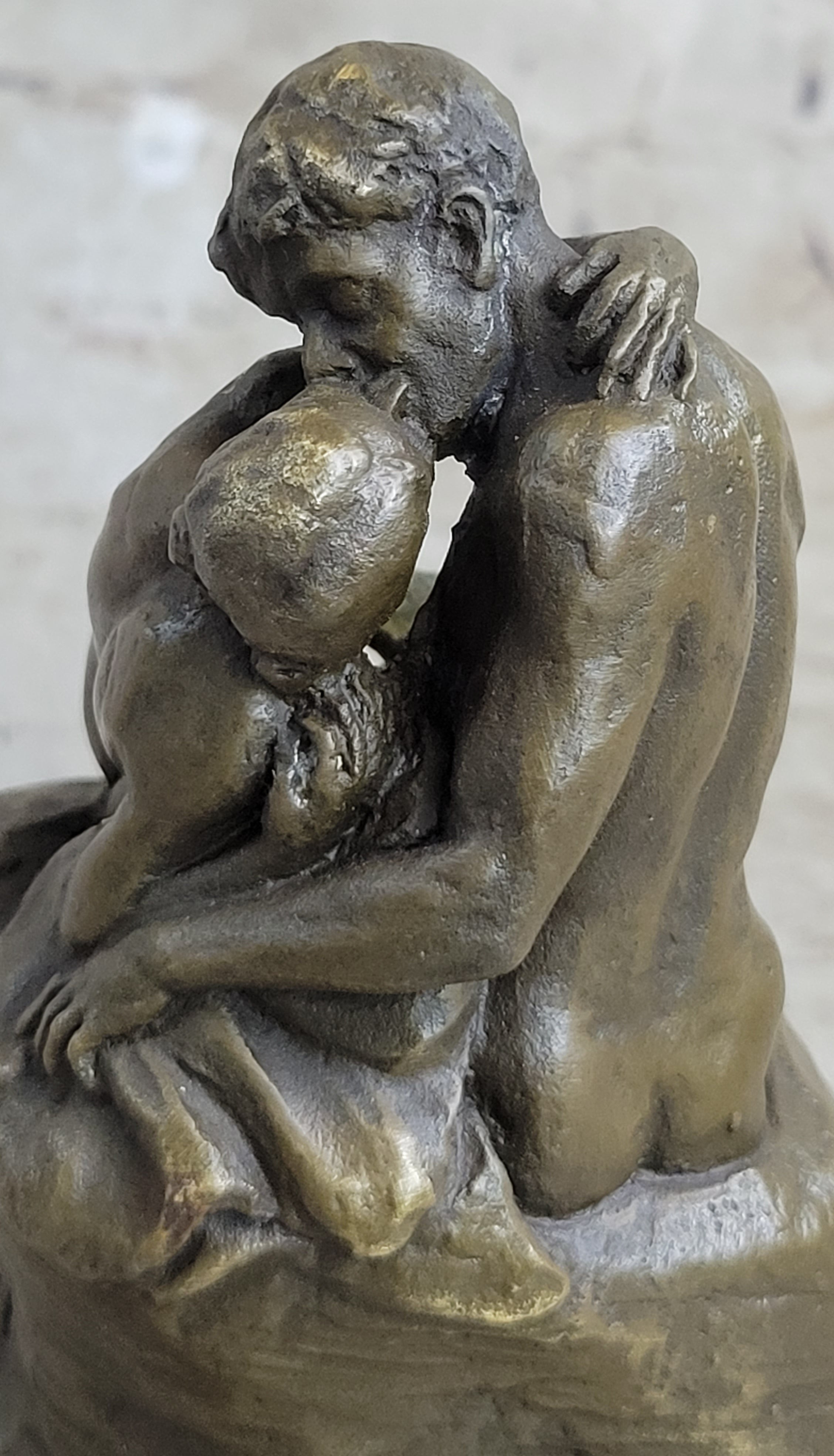 Signed Rodin Kiss Romance Love Lovers Bronze Marble Sculpture