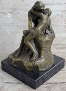 Signed Rodin Kiss Romance Love Lovers Bronze Marble Sculpture