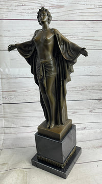 Semi Nude Woman Awakening Arms Outstretched Sexy Bronze Sculpture