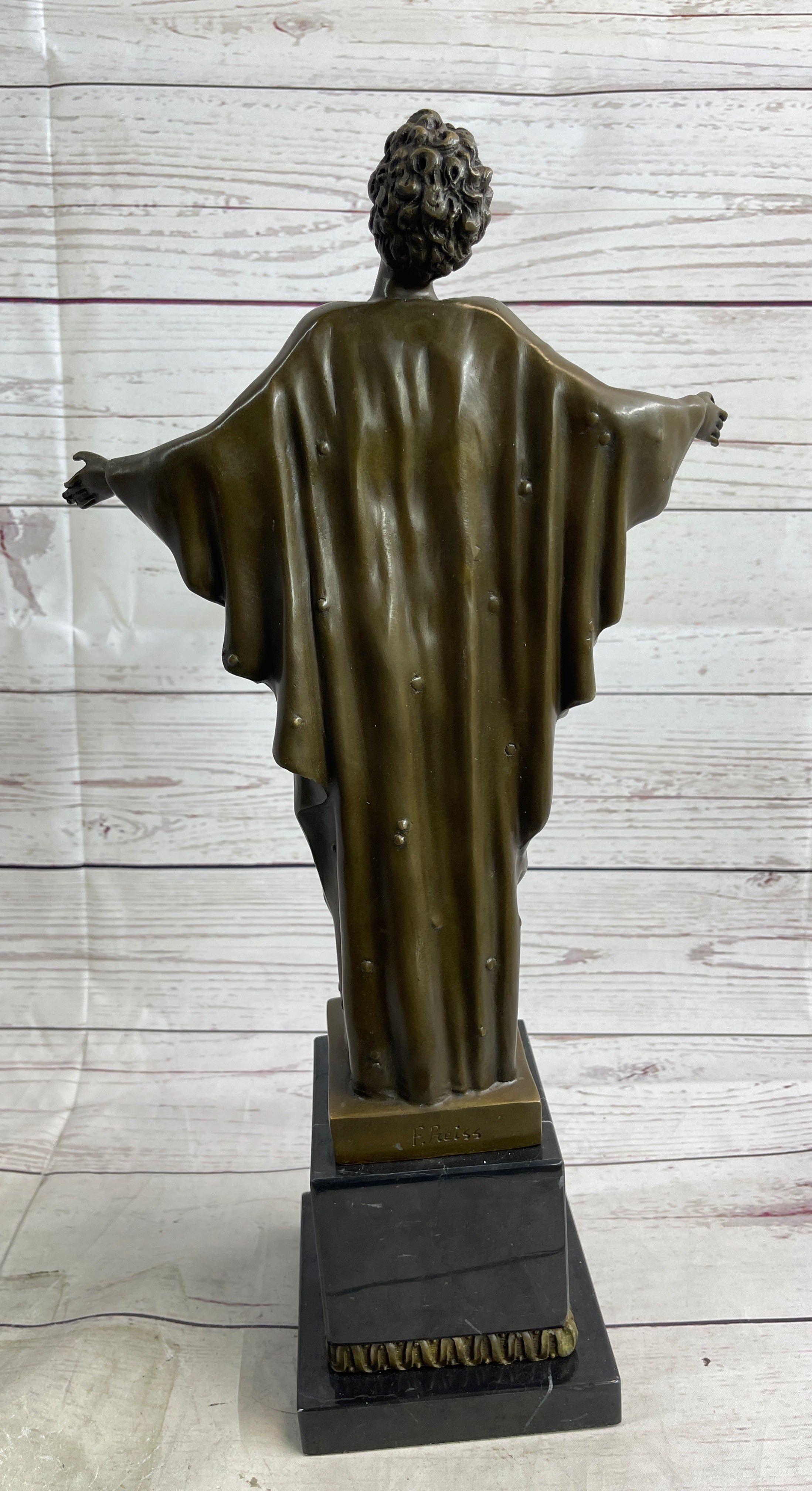 Semi Nude Woman Awakening Arms Outstretched Sexy Bronze Sculpture