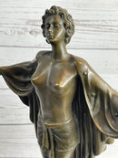 Semi Nude Woman Awakening Arms Outstretched Sexy Bronze Sculpture