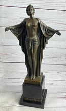 Semi Nude Woman Awakening Arms Outstretched Sexy Bronze Sculpture