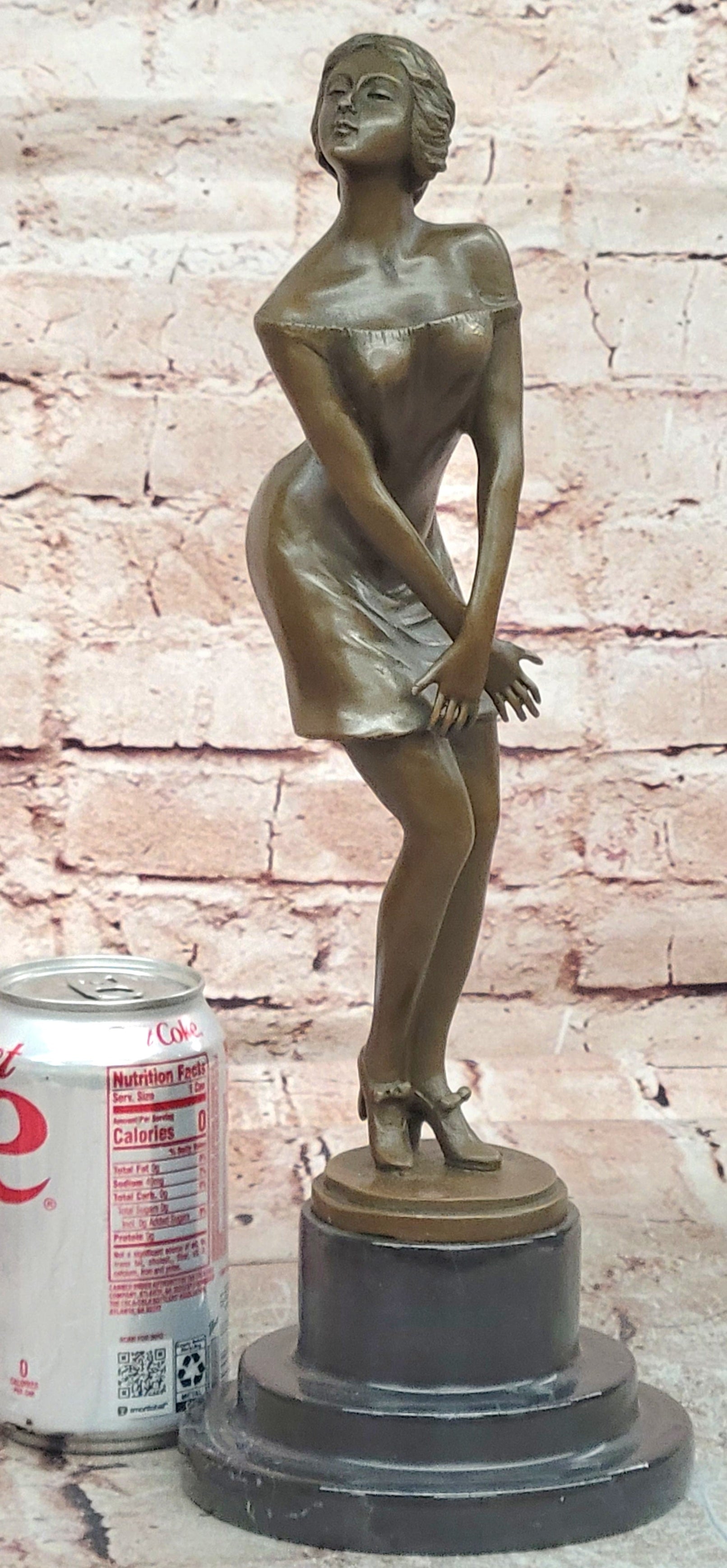 Signed Preiss Art Deco Bronze Statue: 'Bedtime Girl' on Marble Base Sculpture Statue