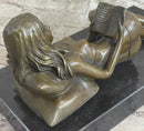 Signed Preiss Erotic Semi Nude Woman Bronze Sculpture