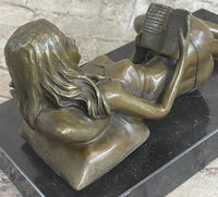 Signed Preiss Erotic Semi Nude Woman Bronze Sculpture