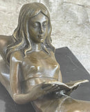 Signed Preiss Erotic Semi Nude Woman Bronze Sculpture