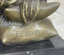 Signed Preiss Erotic Semi Nude Woman Bronze Sculpture