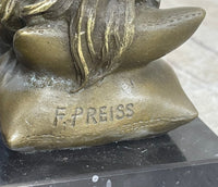 Signed Preiss Erotic Semi Nude Woman Bronze Sculpture