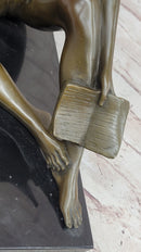 Young Man Reading a Book on the Beach - Bronze by Preiss