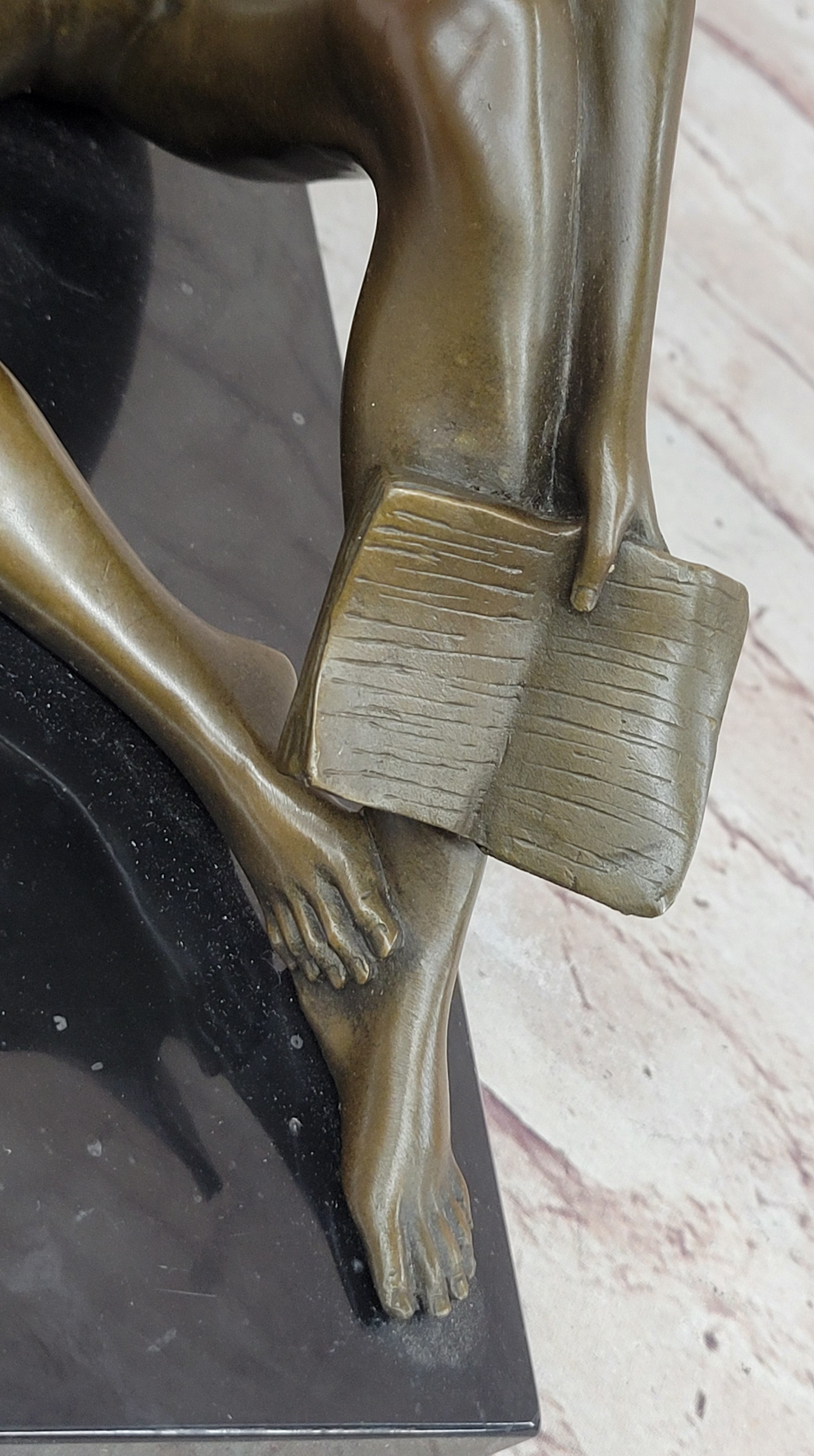 Young Man Reading a Book on the Beach - Bronze by Preiss