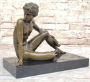 Young Man Reading a Book on the Beach - Bronze by Preiss