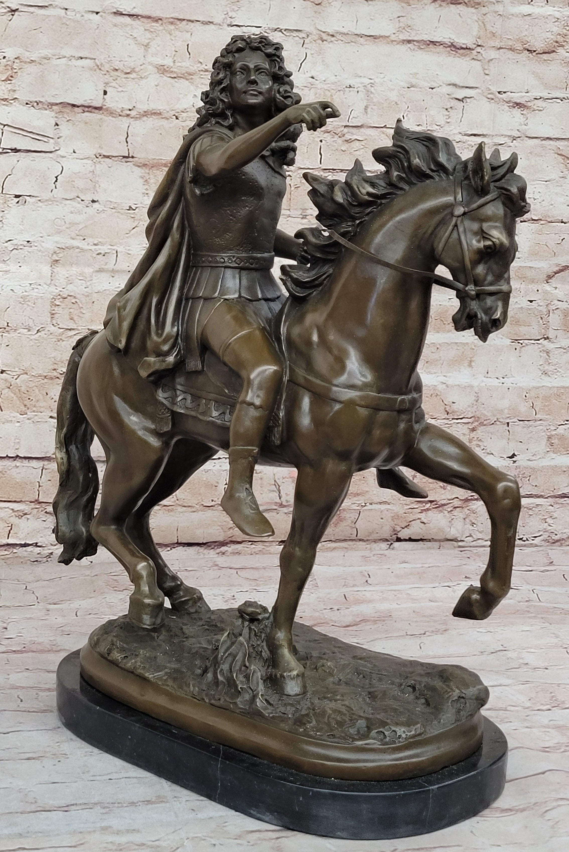 Louis XIV on Horseback - Bronze Sculpture on Marble Base