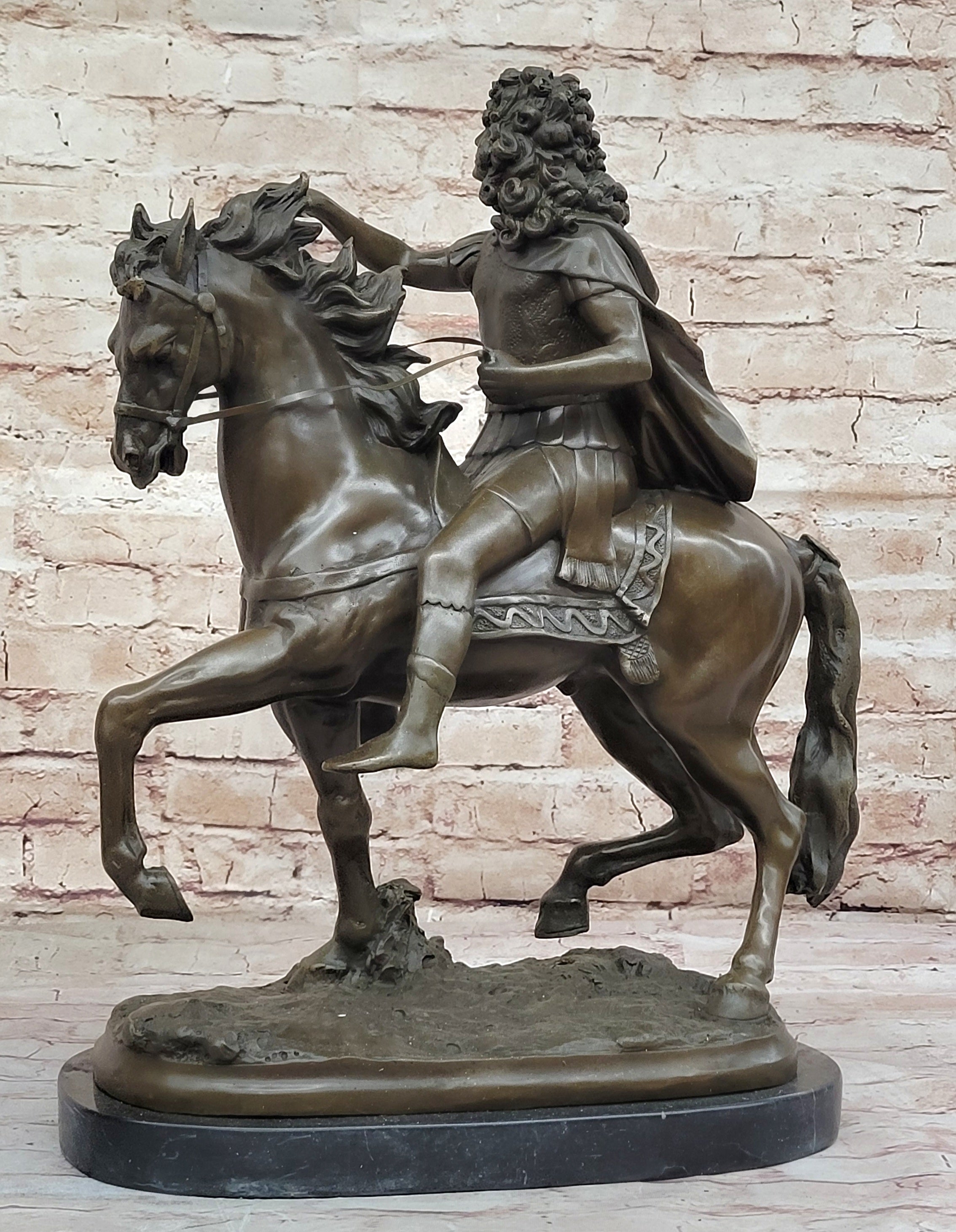 Louis XIV on Horseback - Bronze Sculpture on Marble Base