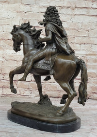 Louis XIV on Horseback - Bronze Sculpture on Marble Base