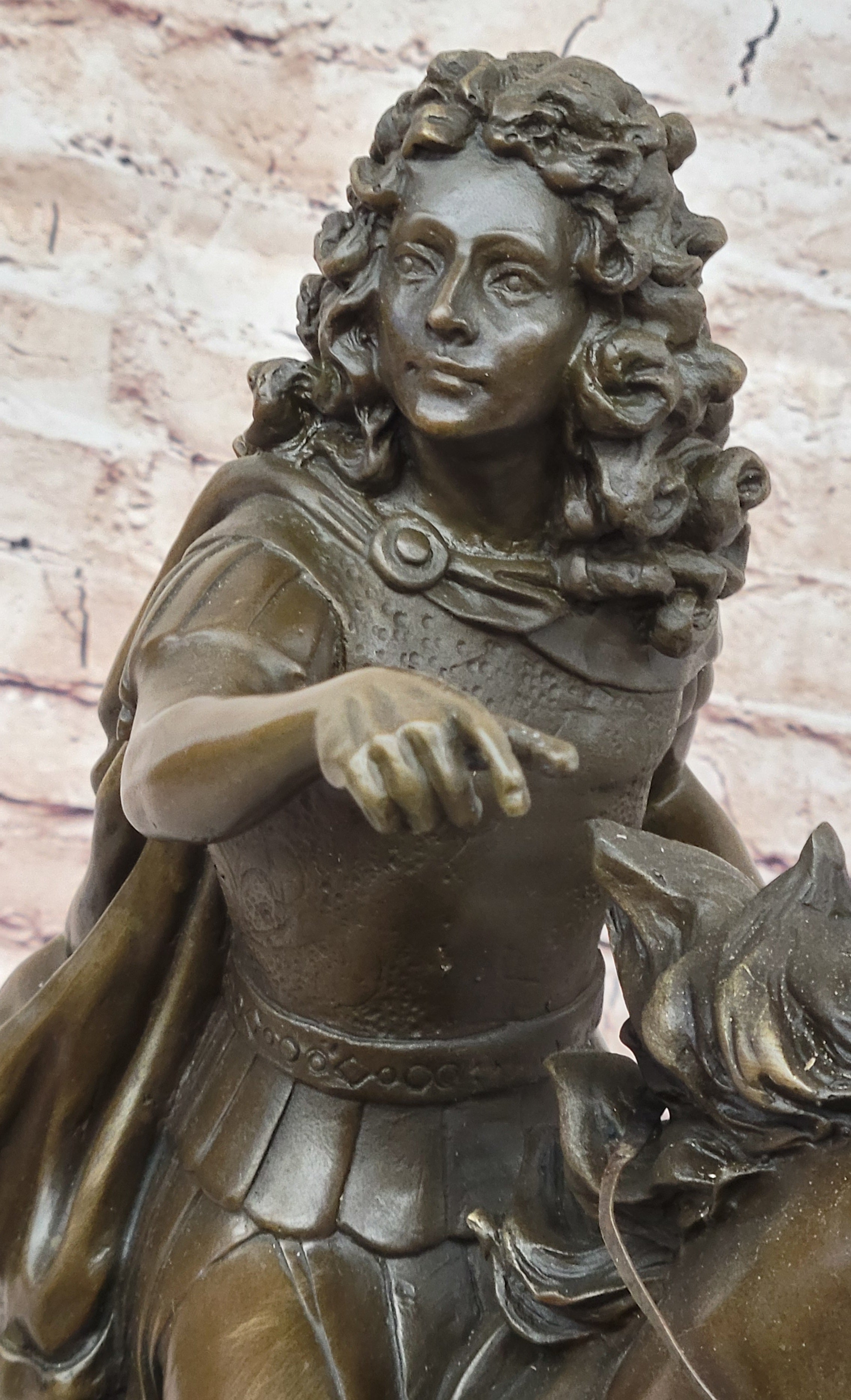 Louis XIV on Horseback - Bronze Sculpture on Marble Base