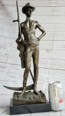 Shirtless Farmer Man with Scythe Bronze Metal Sculpture 21" x 7"