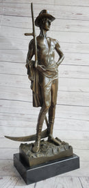 Shirtless Farmer Man with Scythe Bronze Metal Sculpture 21" x 7"