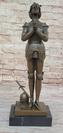 Saint Joan of Arc in Armor Praying - Bronze by Mercie