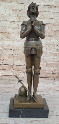 Saint Joan of Arc in Armor Praying - Bronze by Mercie