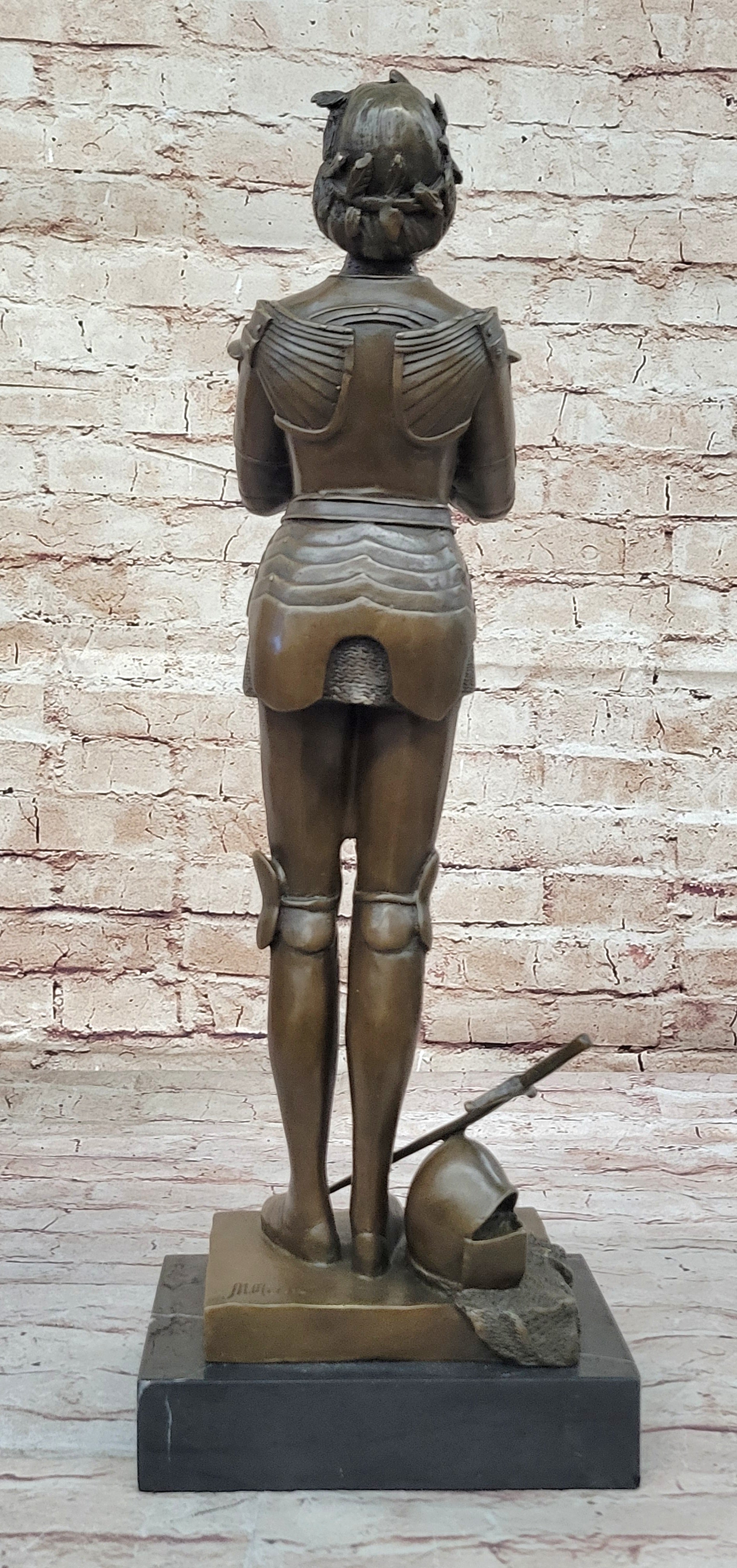 Saint Joan of Arc in Armor Praying - Bronze by Mercie