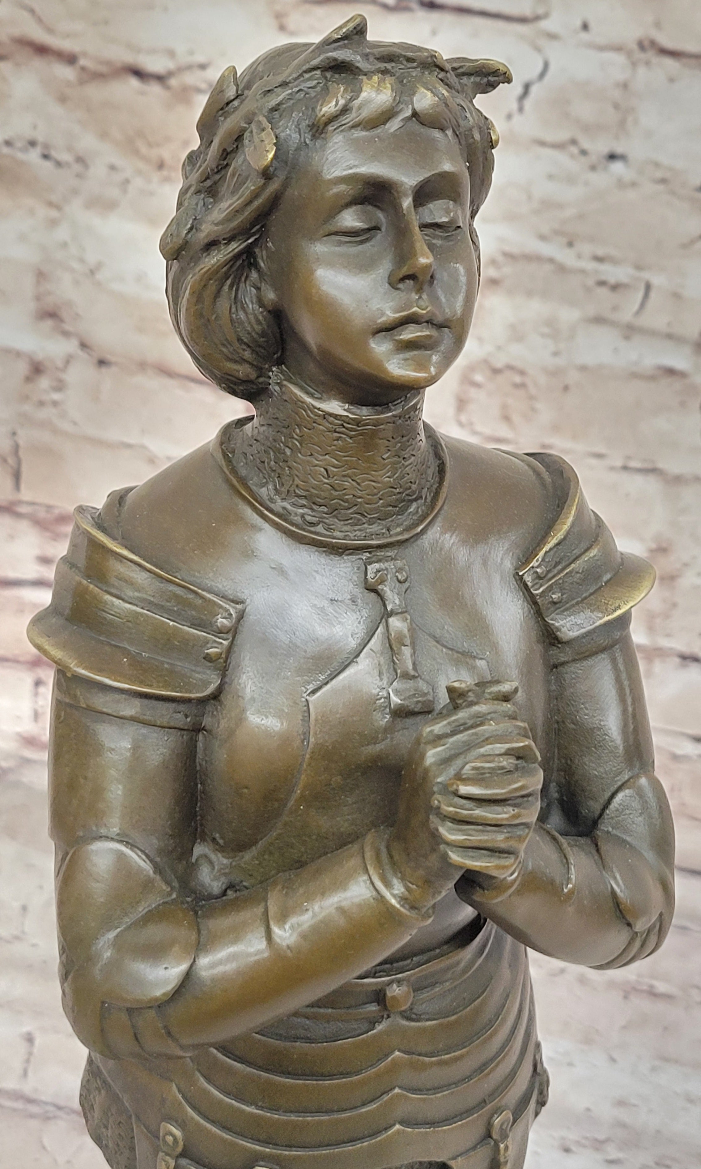 Saint Joan of Arc in Armor Praying - Bronze by Mercie