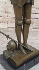 Saint Joan of Arc in Armor Praying - Bronze by Mercie