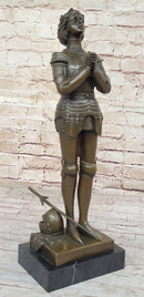 Saint Joan of Arc in Armor Praying - Bronze by Mercie