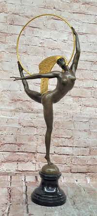 Signed Morante, Genuine Bronze sculpture, Hoop Dancer Art Deco Statue Decor