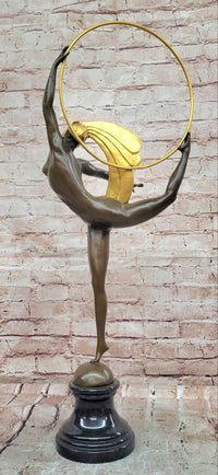 Signed Morante, Genuine Bronze sculpture, Hoop Dancer Art Deco Statue Decor
