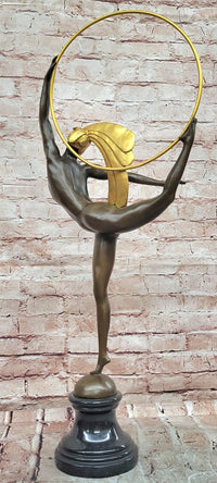 Signed Morante, Genuine Bronze sculpture, Hoop Dancer Art Deco Statue Decor