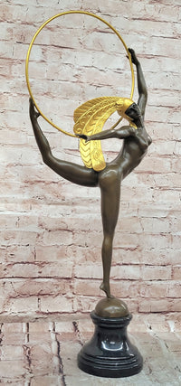Signed Morante, Genuine Bronze sculpture, Hoop Dancer Art Deco Statue Decor