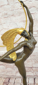 Signed Morante, Genuine Bronze sculpture, Hoop Dancer Art Deco Statue Decor
