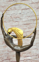 Signed Morante, Genuine Bronze sculpture, Hoop Dancer Art Deco Statue Decor