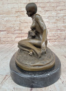 French Art Deco Bronze by Armand Godard Nude Lady With Borzoi Dog Sculpture