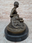 French Art Deco Bronze by Armand Godard Nude Lady With Borzoi Dog Sculpture