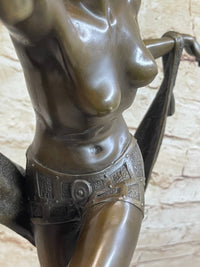 Art Deco Nude Flapper Dancer Girl Figure Bronze Sculpture 21" x 14"