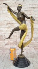Hot Cast Bronze Art Deco Topless Ribbon Dancer by Rozet