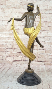 Hot Cast Bronze Art Deco Topless Ribbon Dancer by Rozet