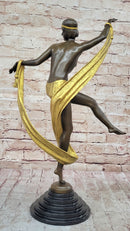 Hot Cast Bronze Art Deco Topless Ribbon Dancer by Rozet