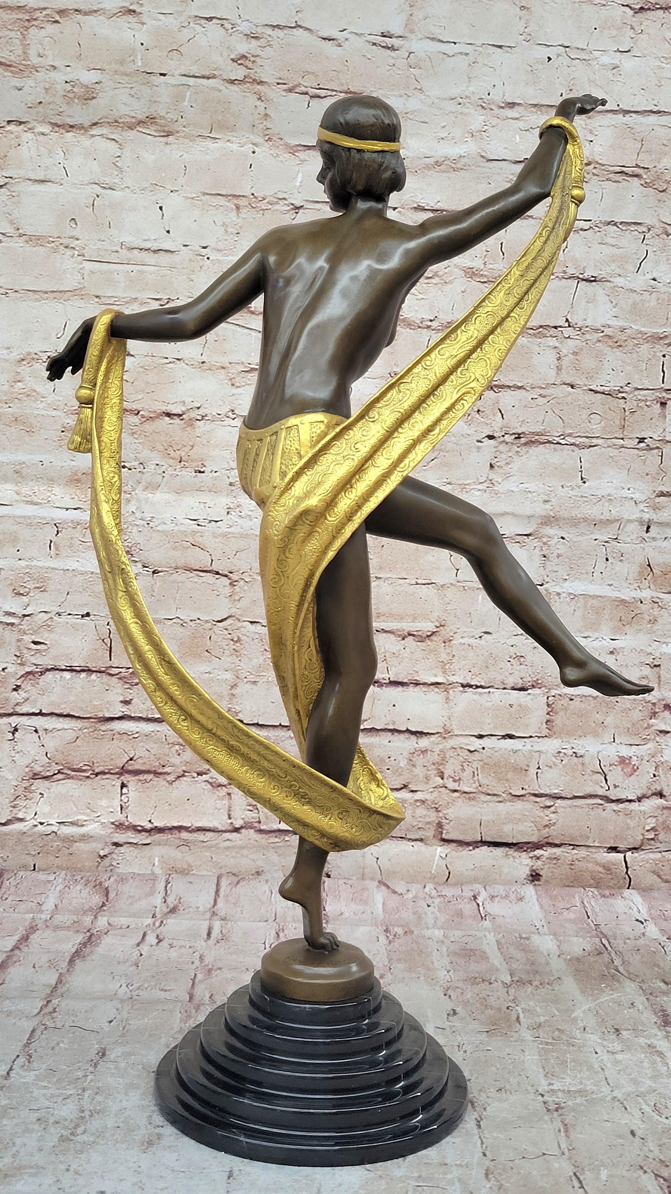 Hot Cast Bronze Art Deco Topless Ribbon Dancer by Rozet