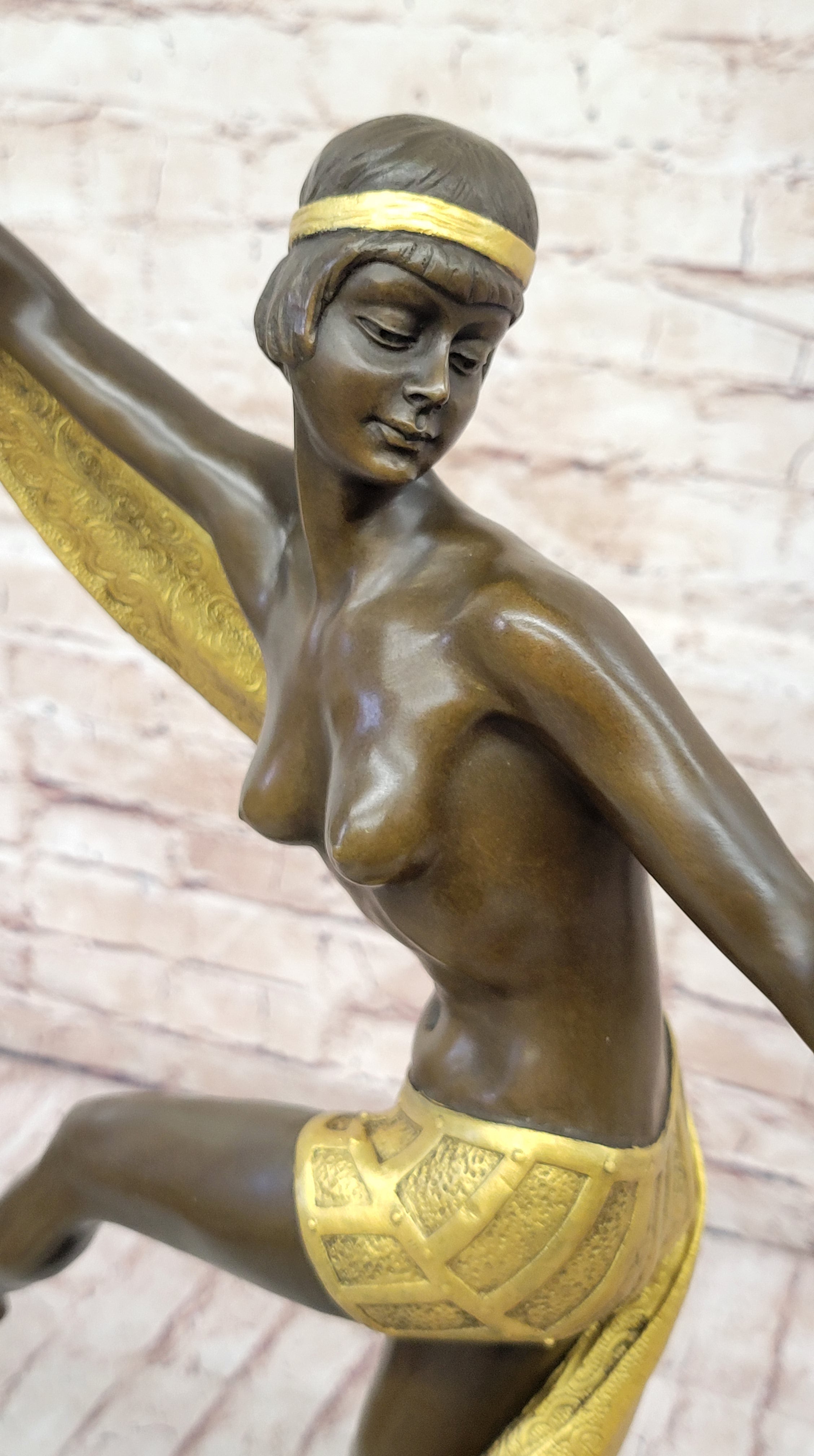 Hot Cast Bronze Art Deco Topless Ribbon Dancer by Rozet