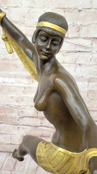 Hot Cast Bronze Art Deco Topless Ribbon Dancer by Rozet