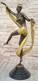 Hot Cast Bronze Art Deco Topless Ribbon Dancer by Rozet