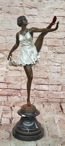 Art Deco Rare Bruno Zach High Kick with Cold Paint Genuine Bronze Sculpture