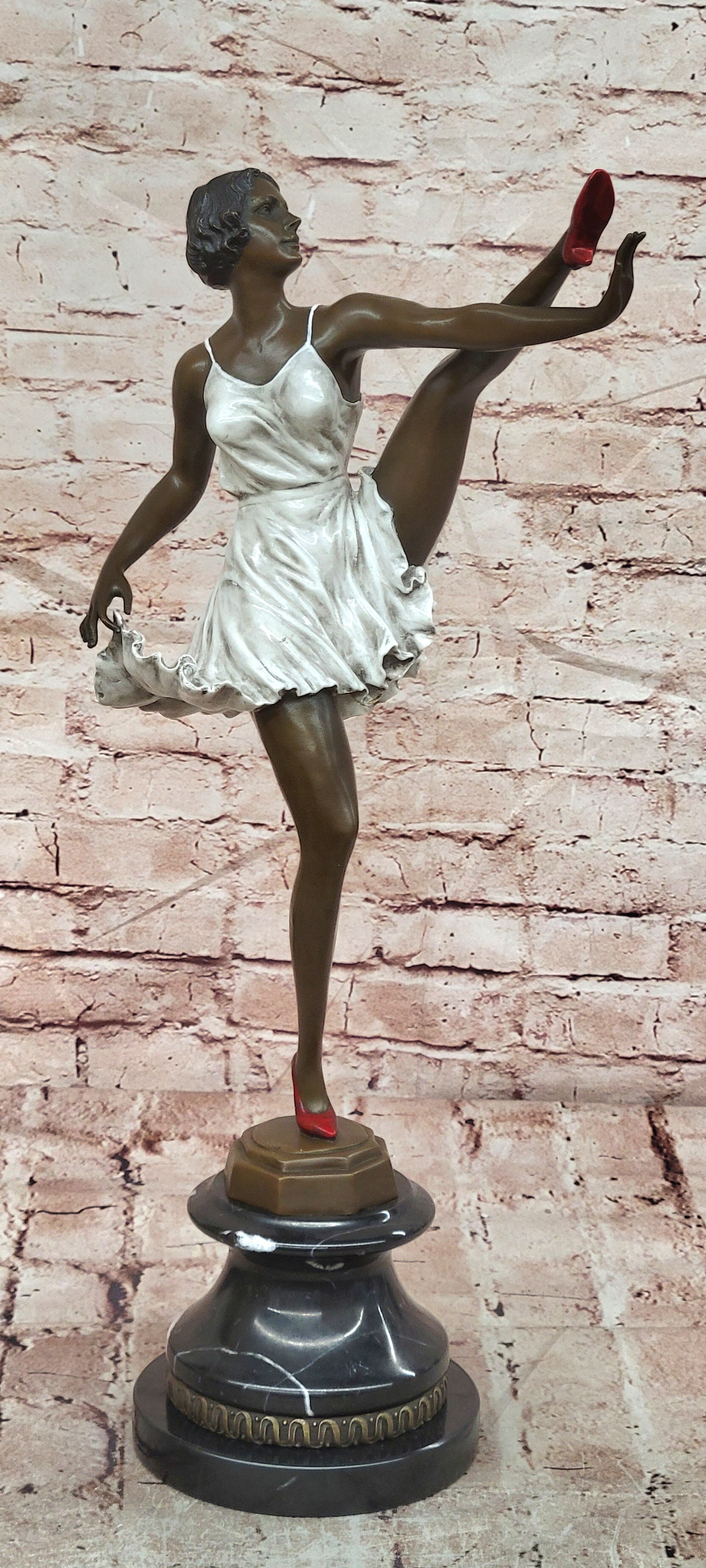 Art Deco Rare Bruno Zach High Kick with Cold Paint Genuine Bronze Sculpture