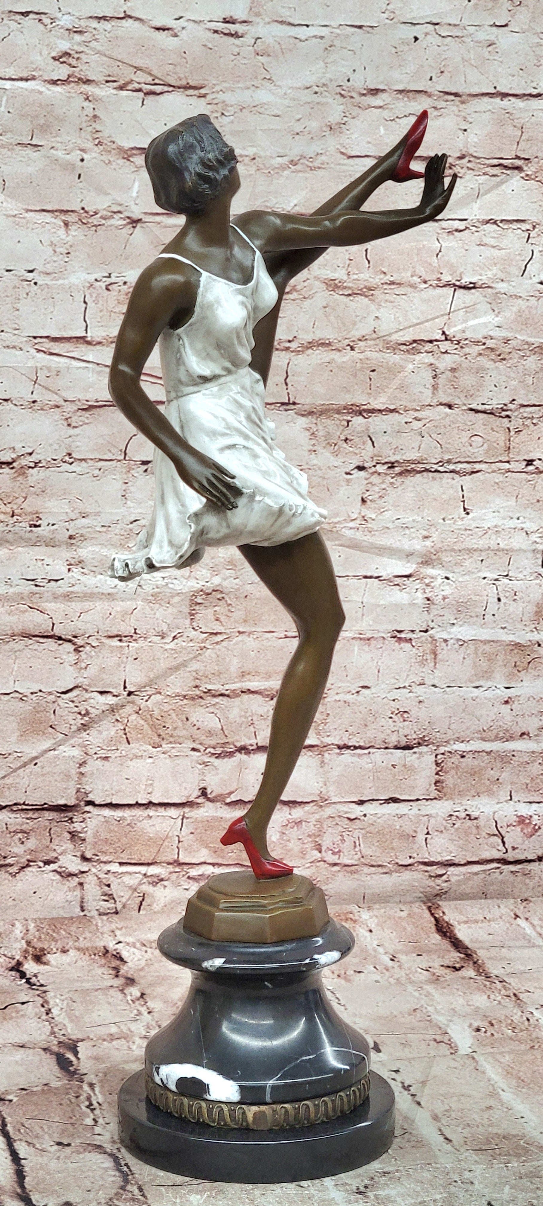 Art Deco Rare Bruno Zach High Kick with Cold Paint Genuine Bronze Sculpture
