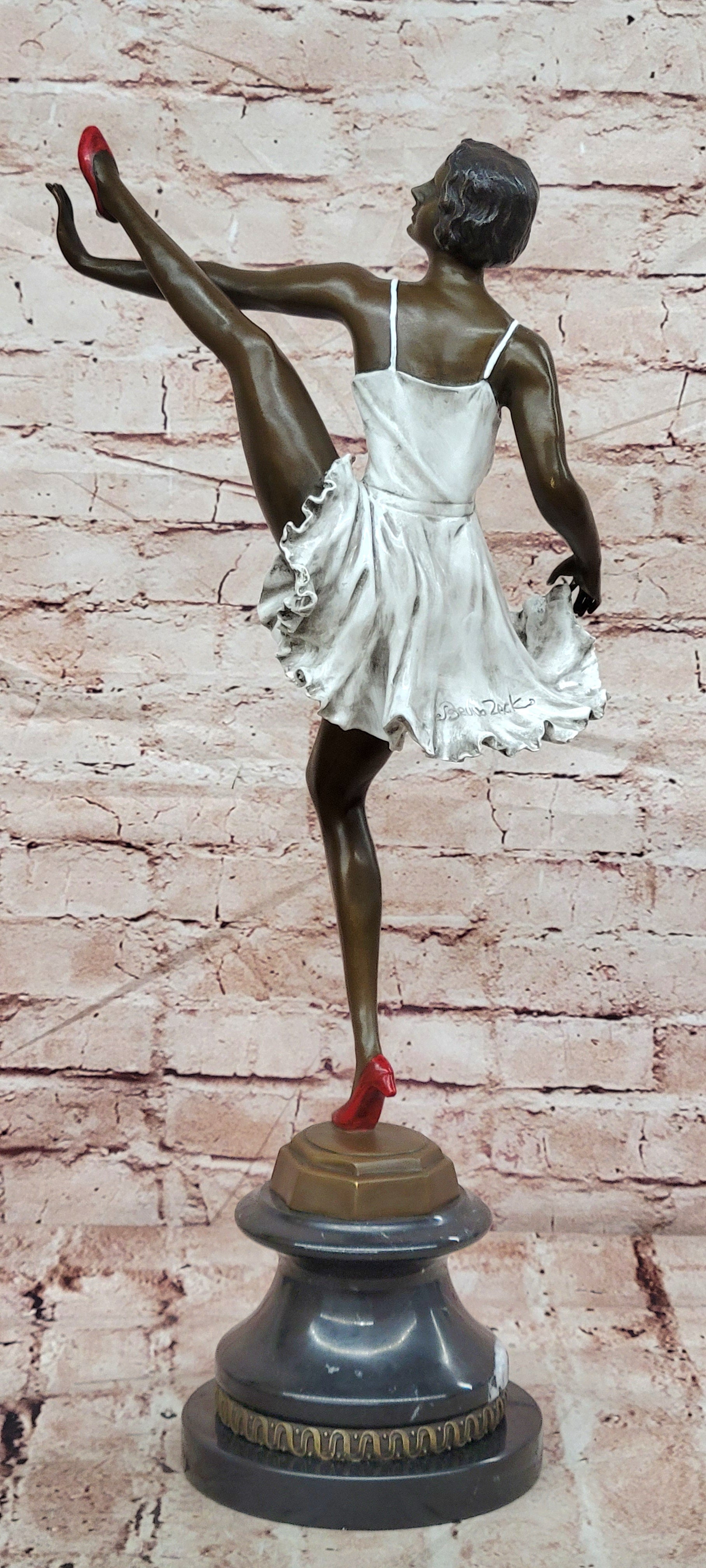Art Deco Rare Bruno Zach High Kick with Cold Paint Genuine Bronze Sculpture