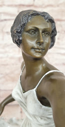 Art Deco Rare Bruno Zach High Kick with Cold Paint Genuine Bronze Sculpture