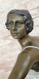 Art Deco Rare Bruno Zach High Kick with Cold Paint Genuine Bronze Sculpture