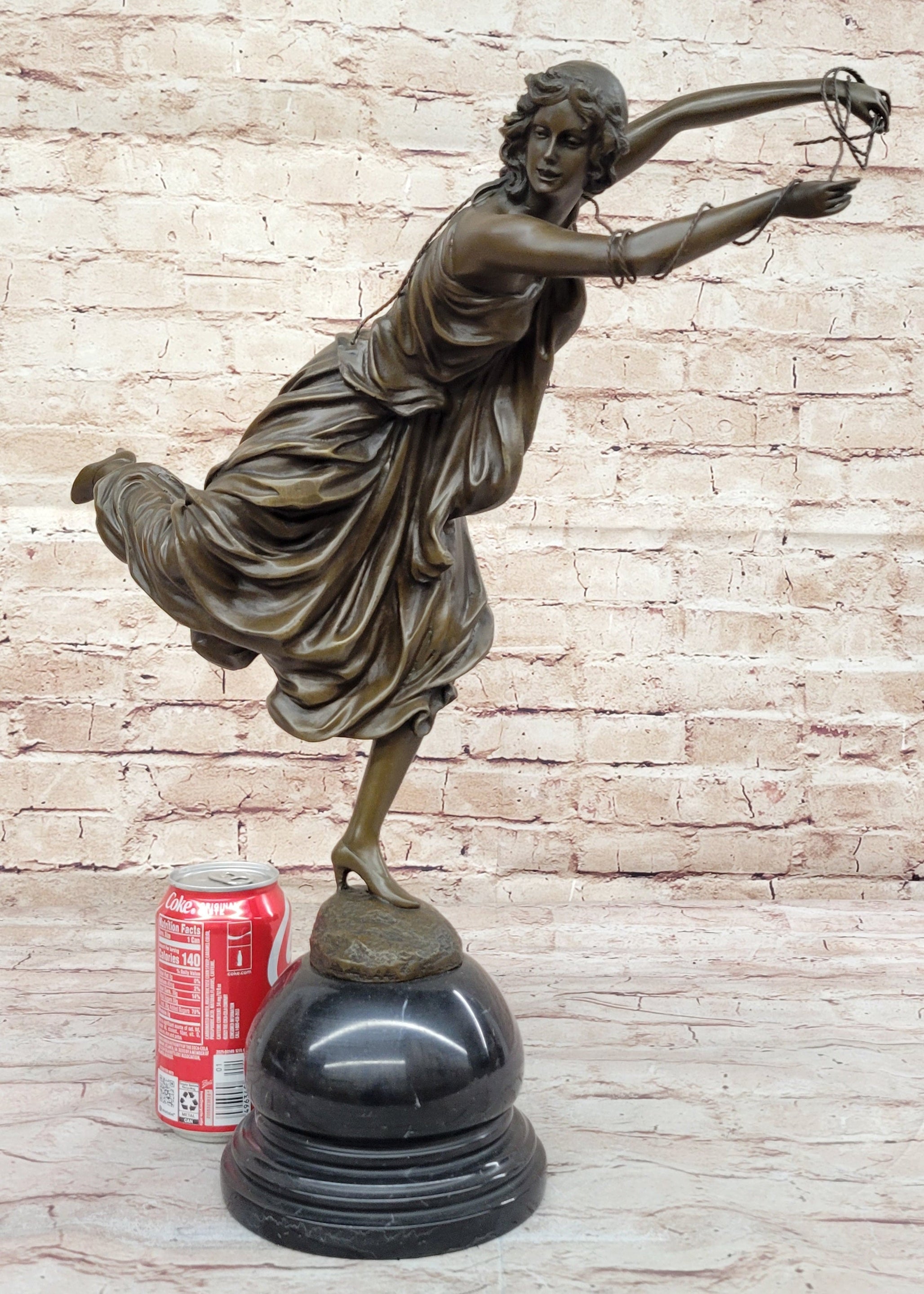 Female Figure in High Heels & Dress - Art Deco Bronze by Colinet